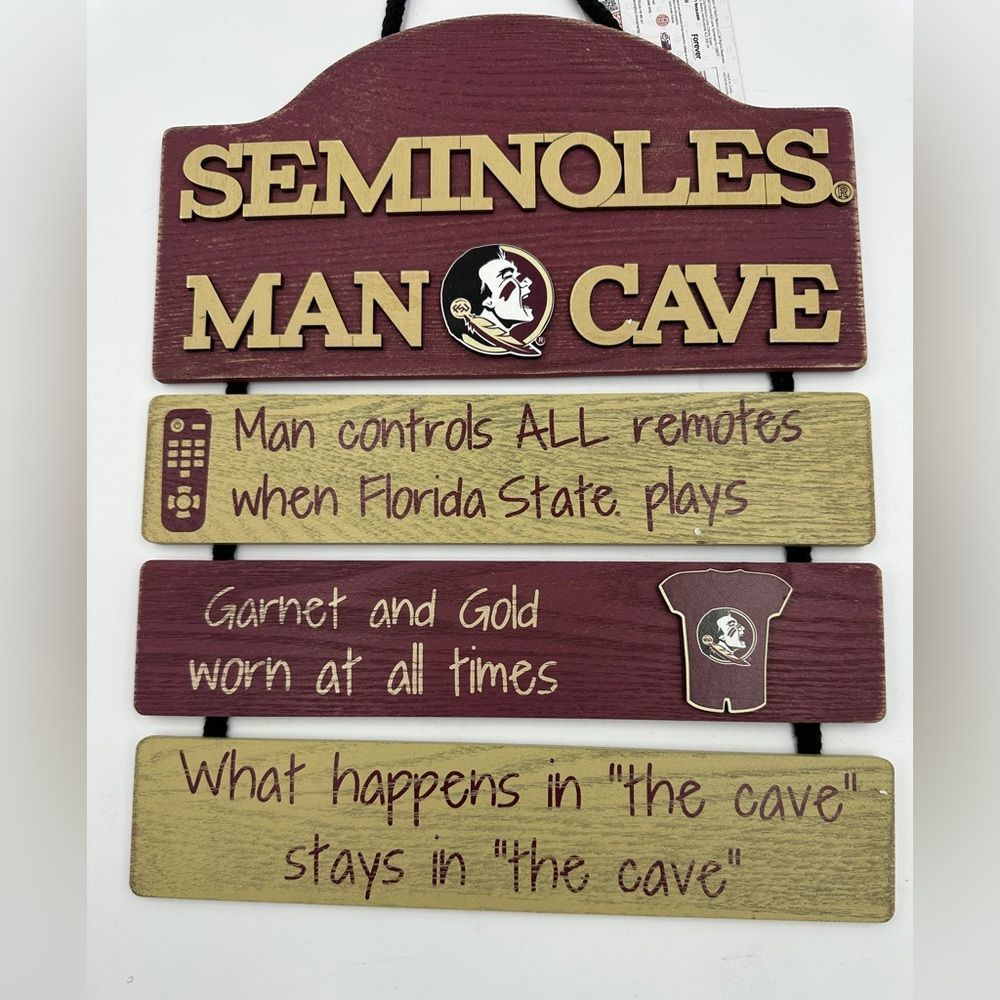 NWT!! FOCO NCAA Team Logo Mancave Man Cave Hanging Wall Sign, 14” H x 12”W